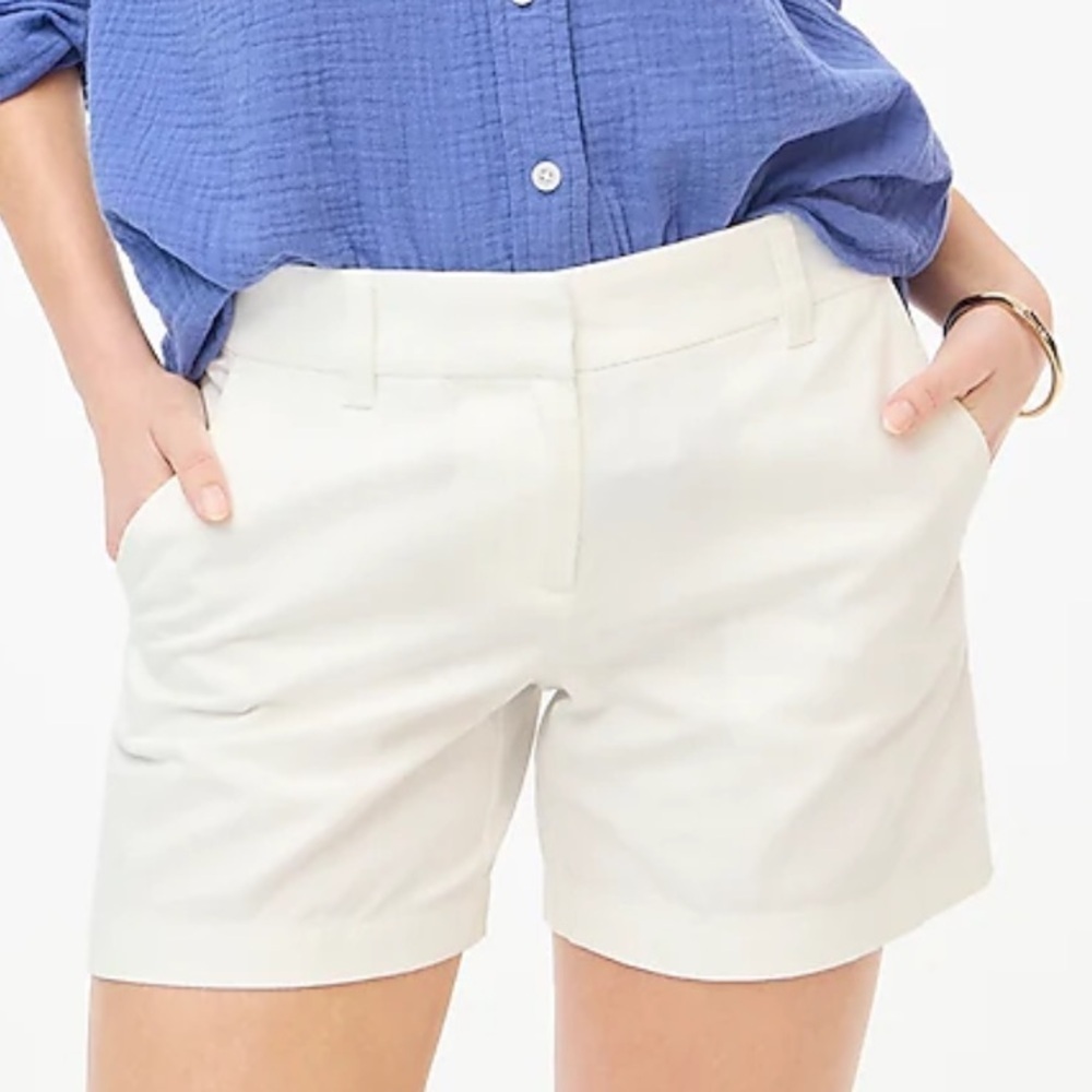 J Crew Factory 5" Classic Chino Short In White Size 10 Nwot H1453